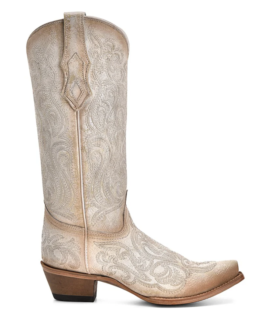 C4143 WMS Crackled White-Pink Emboider