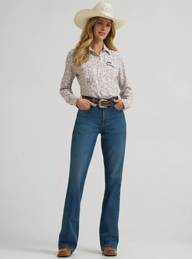 112375045 WMS White Horse Print Shirt by Wrangler