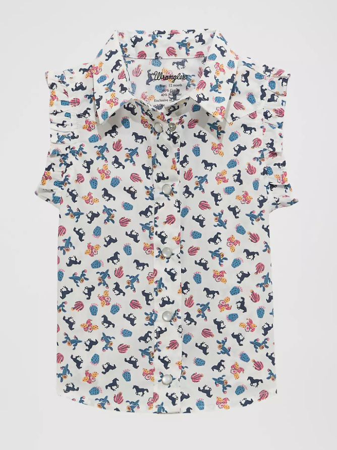 112375235 Baby Girl Snap White Horse by Wrangler