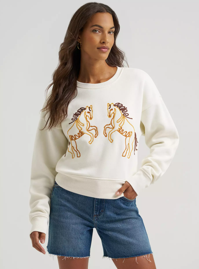 112375238 WMS Vintage Soutache Horse Crew by Wrangler