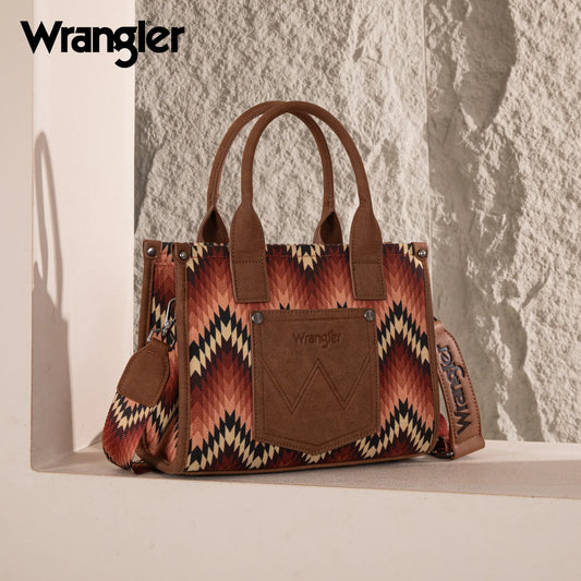 WG2211-8120S Wrangler Southwestern Pattern Dual Sided Print Tote/Crossbody