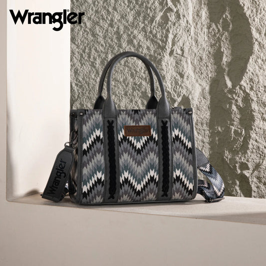 WG2211-8120S Wrangler Southwestern Pattern Dual Sided Print Tote/Crossbody - GREY