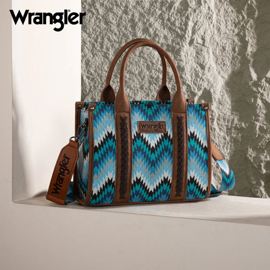 WG2211-8120S Wrangler Southwestern Pattern Dual Sided Print Tote/Crossbody - JEAN