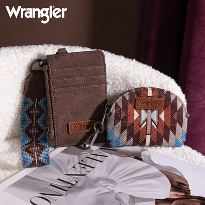 WG2213-W0051 Wrangler Southwestern Art Print Dual Pouch Wristlet -Coffee