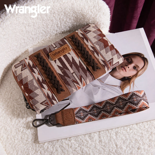 WG2213-W006 Wrangler Southwestern Art Print Wallet - BROWN