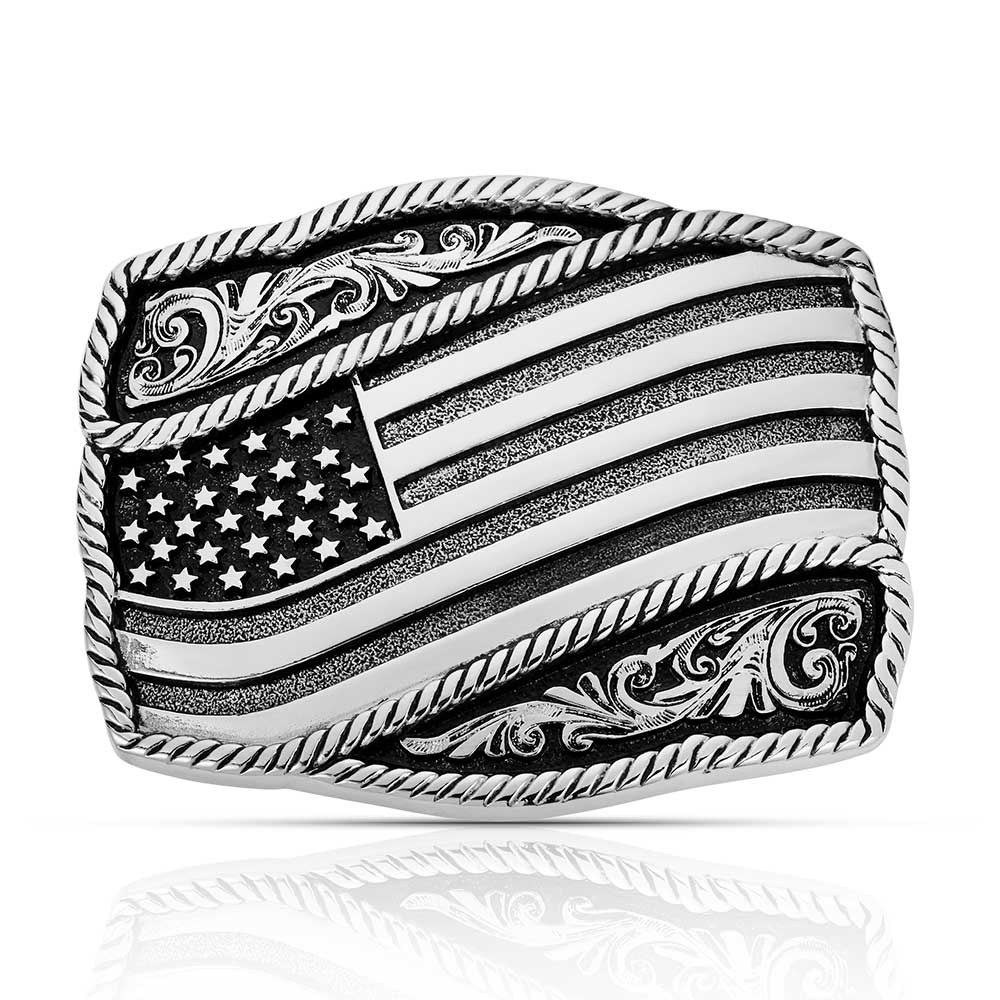 A590S Classic Impressions Waving American Flag Attitude Buckle