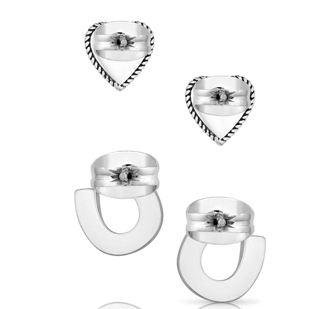 ER5807 Turquoise Heart & Horseshoe Earring Set