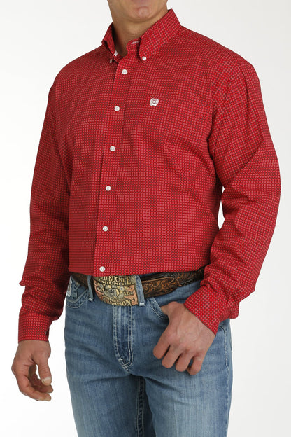 MTW1105769 Cinch Men's L/S Red Print Large