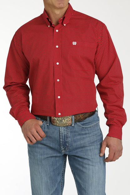 MTW1105769 Cinch Men's L/S Red Print Large