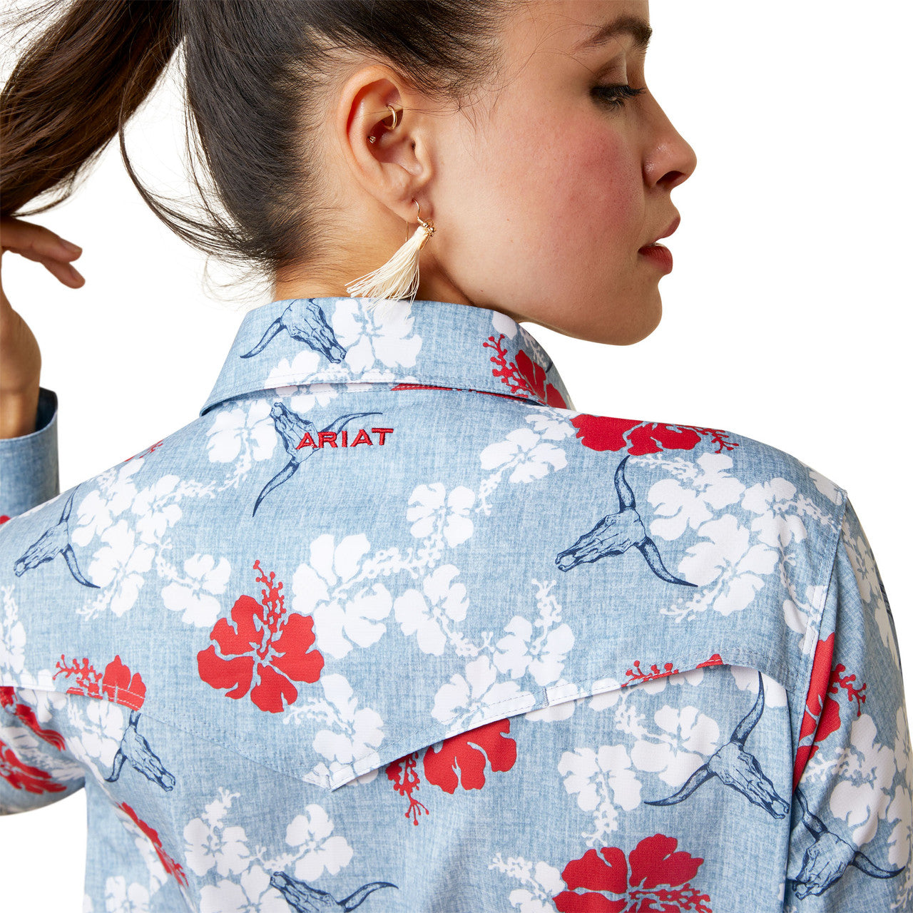 Ariat Womens Western Aloha Shirt Blue - OLD FORT WESTERN