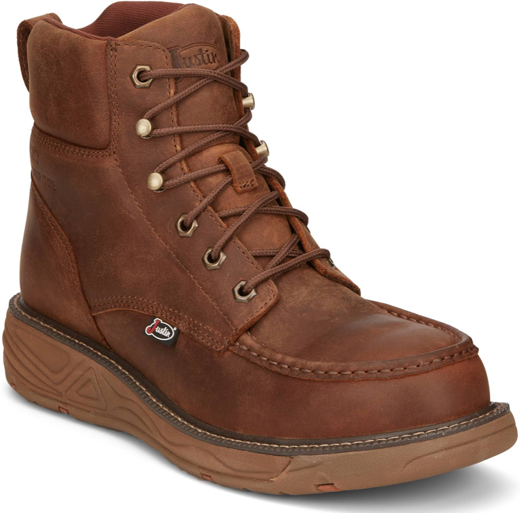 JUSTIN MENS RUSH NANO COMPOSITE TOE WORK BOOTS - OLD FORT WESTERN