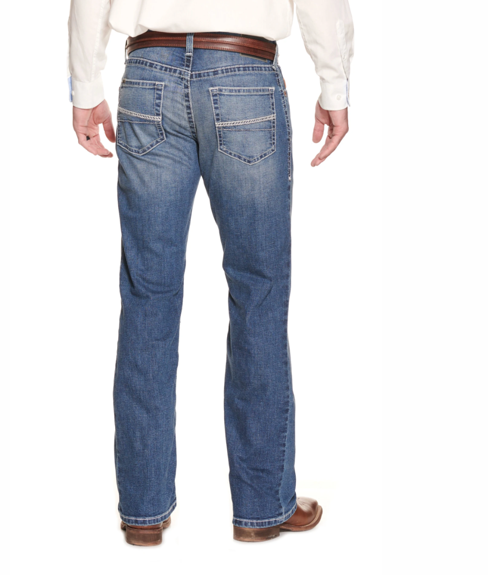Ariat Men's M4 Bannock Hugo Medium Wash Low Rise Boot Cut Jeans - OLD FORT WESTERN