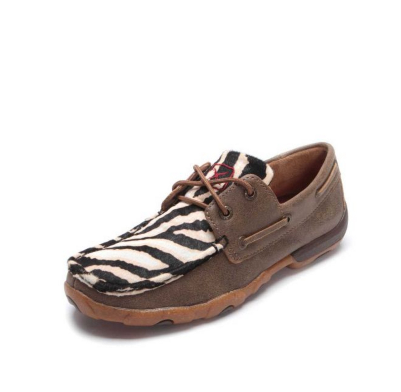 Twisted X Womens Driving Moc Boat Shoes Zebra - OLD FORT WESTERN