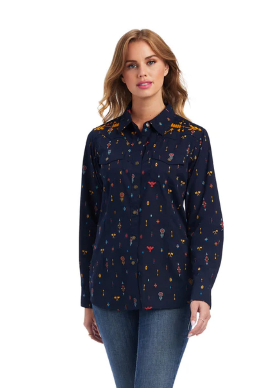 Ariat Women's REAL Dakota Long Sleeve Western Snap Shirt - OLD FORT WESTERN