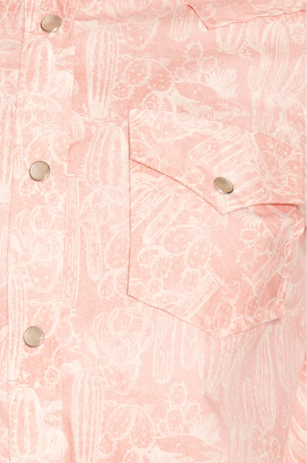 Wrangler Women's Peach with Cream Cactus Print long Sleeve Western Shirt - OLD FORT WESTERN
