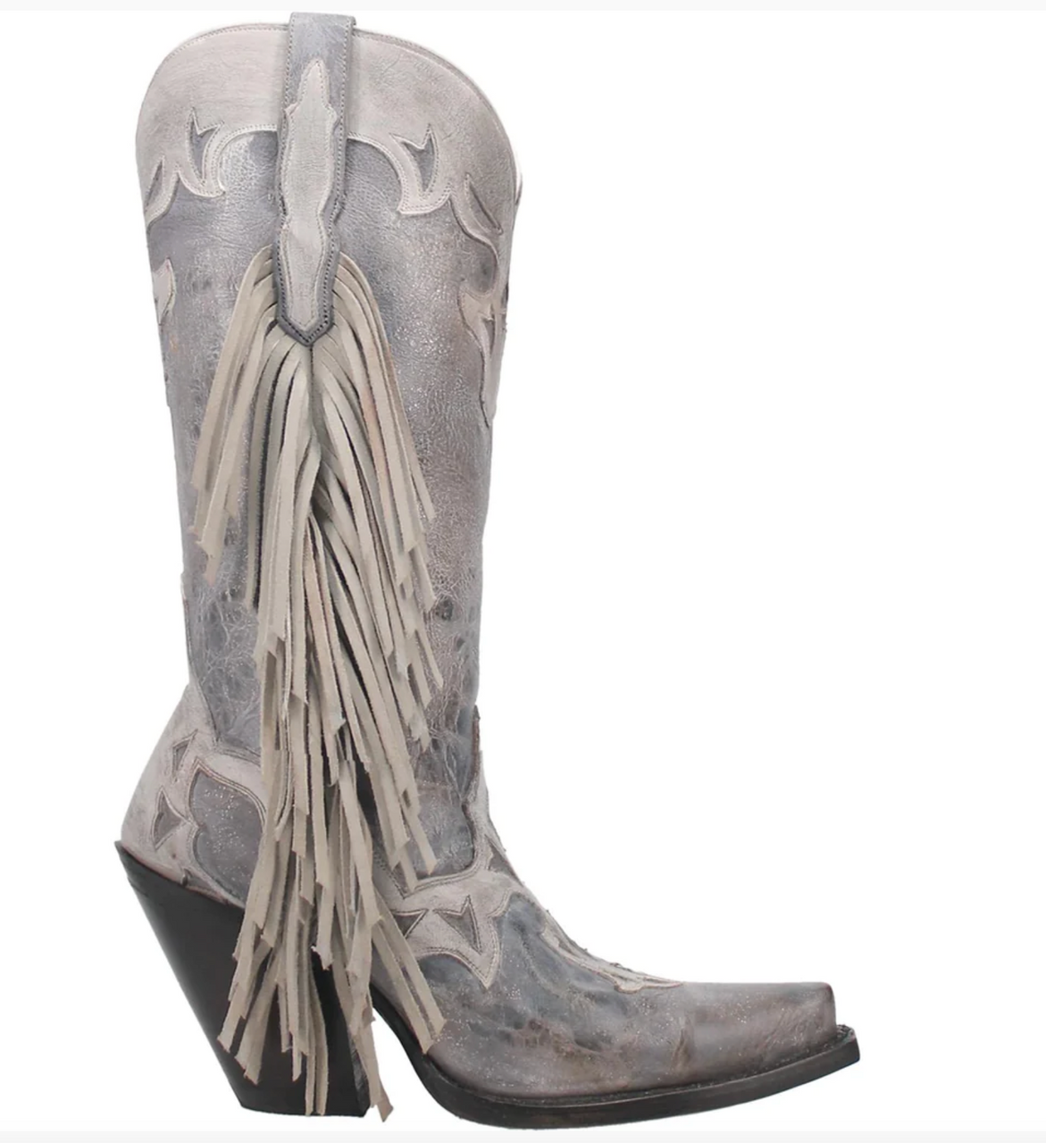 Dan Post Ladies 13" Ameya Grey Metallic With Fringe Western Boots - OLD FORT WESTERN