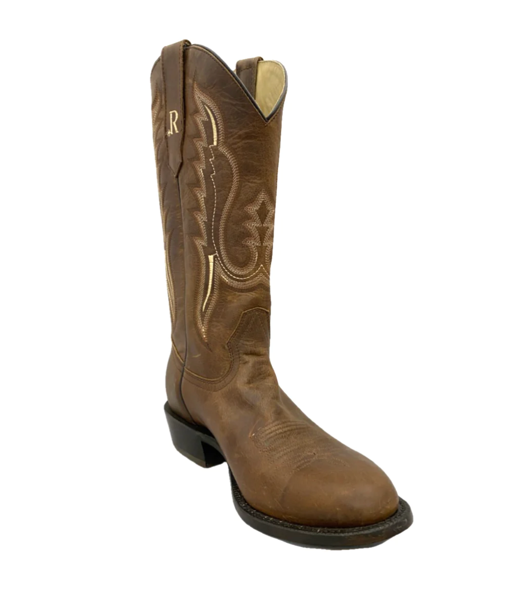 R. WATSON MEN'S BAY APACHE COWHIDE LEATHER Round Toe Boot - OLD FORT WESTERN
