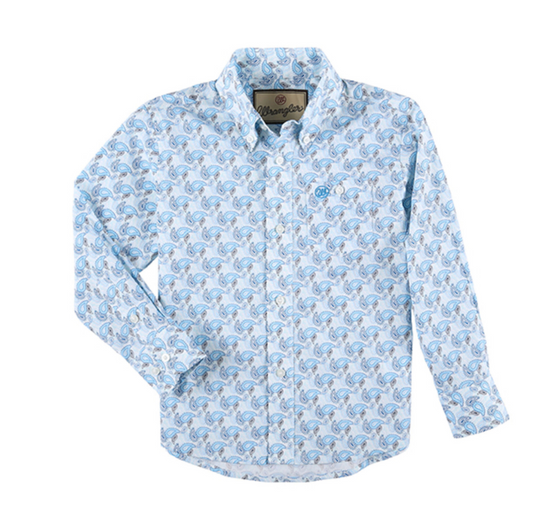 Wrangler Boys' Paisley Print Long Sleeve Button Down Shirt - OLD FORT WESTERN