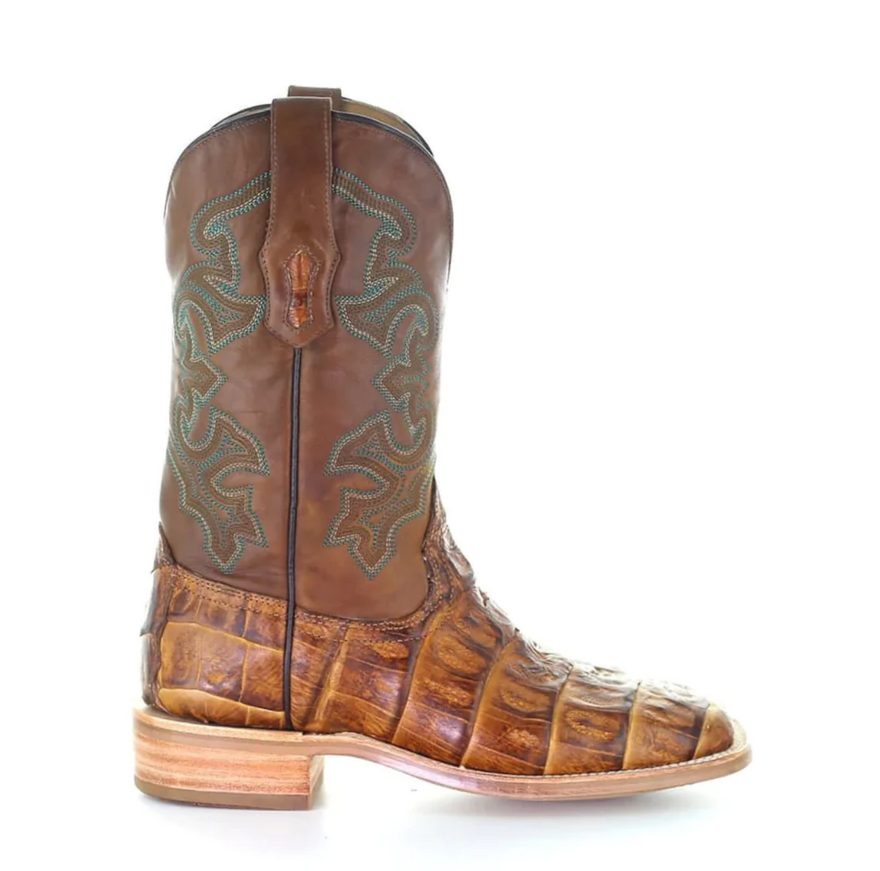 Corral Men's Antique Saddle Caiman Leather Boots - OLD FORT WESTERN