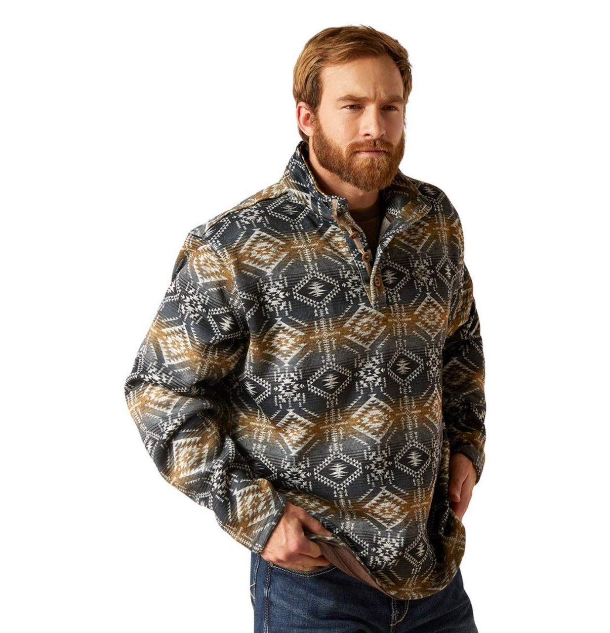 Men's Ariat Wesley Sweater 1/4 Snap Pullover - OLD FORT WESTERN